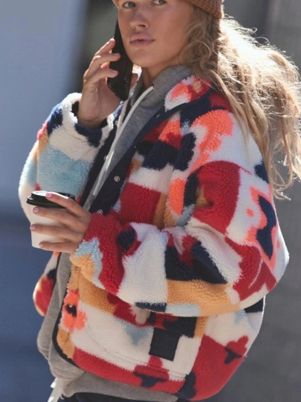 NWOT People Hit the Slopes Printed Fleece Jacket